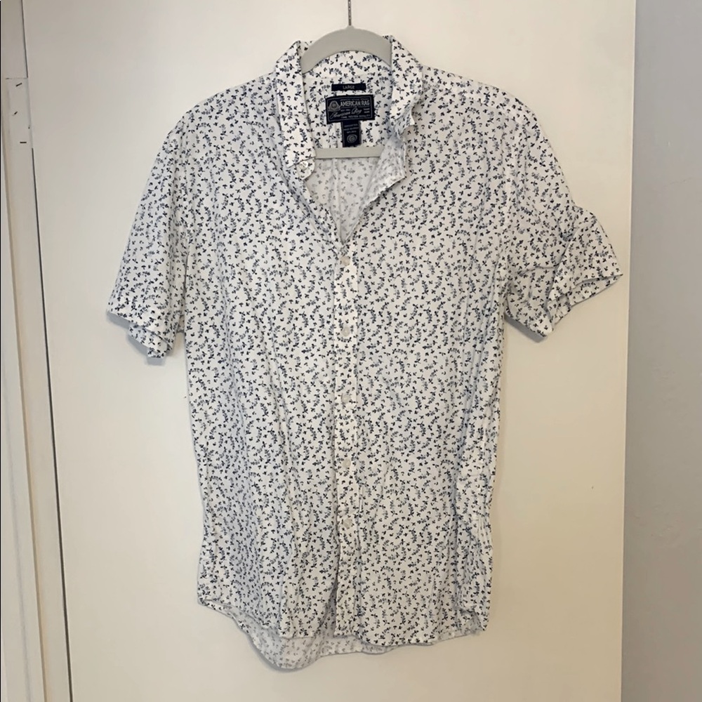 White and Blue dainty floral Men's Shirt